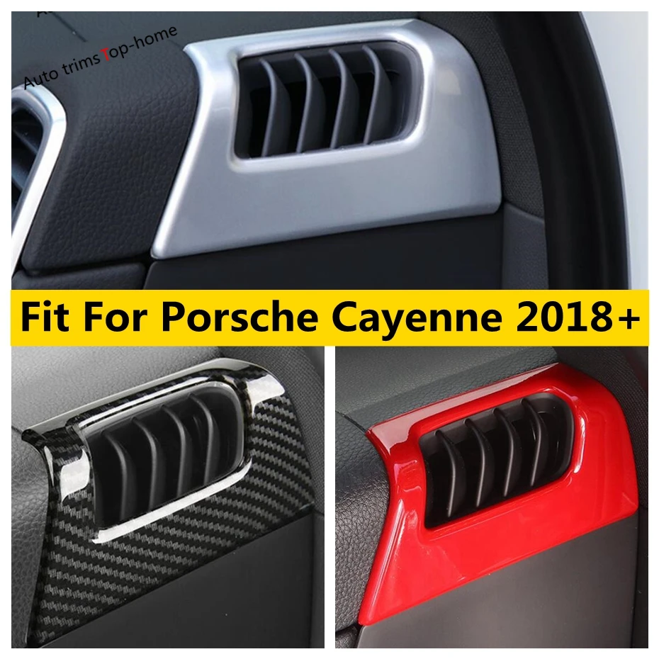 

Yimaautotrims Matte / Red / Carbon Fiber Look Interior Fit For Porsche Cayenne 2018 - 2021 Dashboard Side Air AC Vent Cover Trim