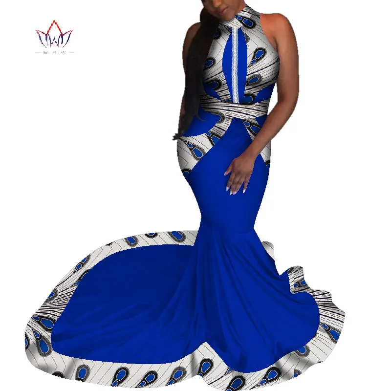 Mermaid African Dresses New Arrival sleeveless Floor Length Women Formal Occasion Dress Africa Evening Gowns for Women WY4647