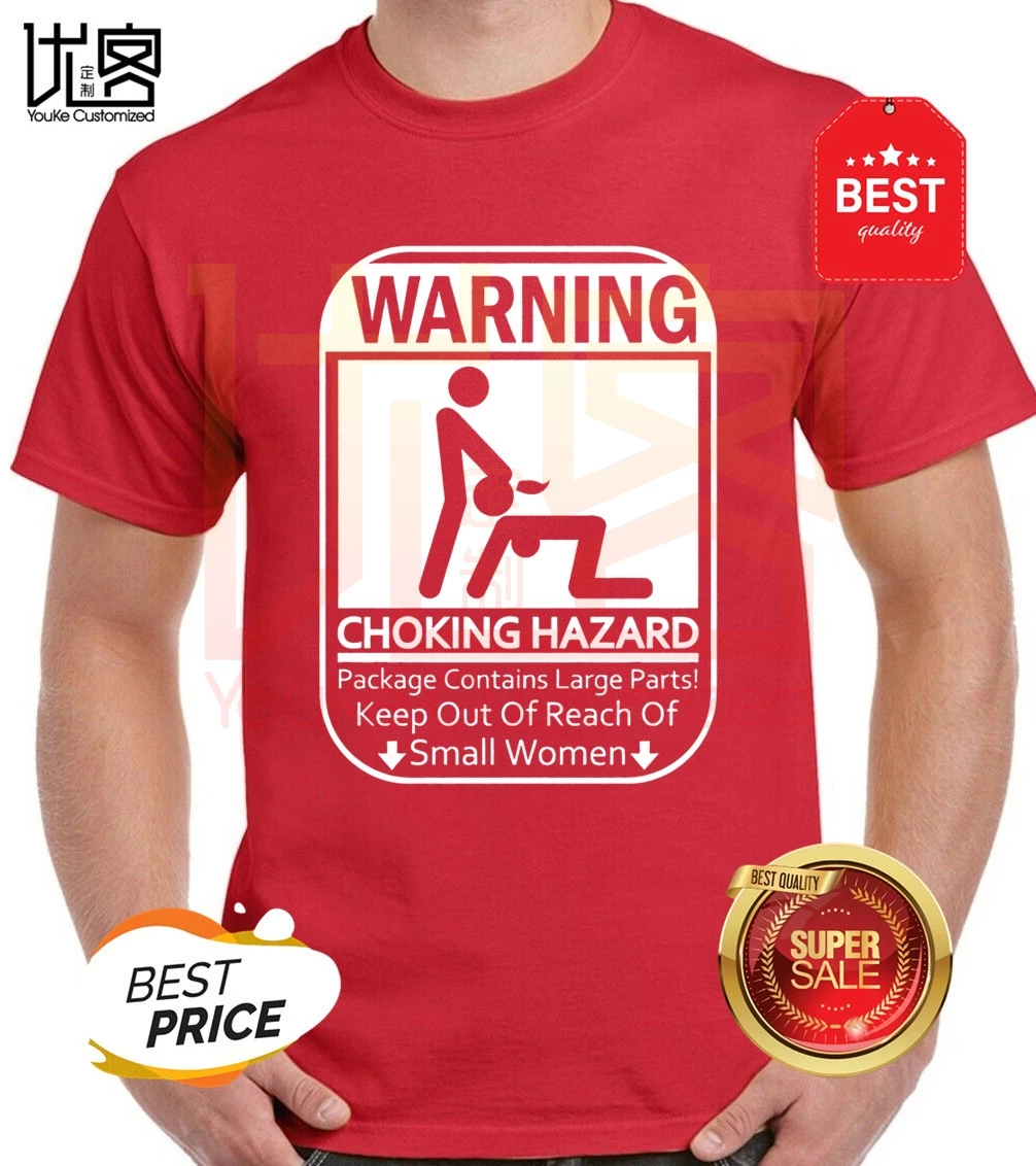 warning choking hazard funny rude sexual humor tee american t-shirt men's women's 100% cotton short sleeves tops | Мужская