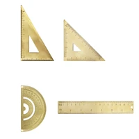 4pcs measuring ruler set drawing instruments include brass protractor isosceles right angle triple cornered ruler