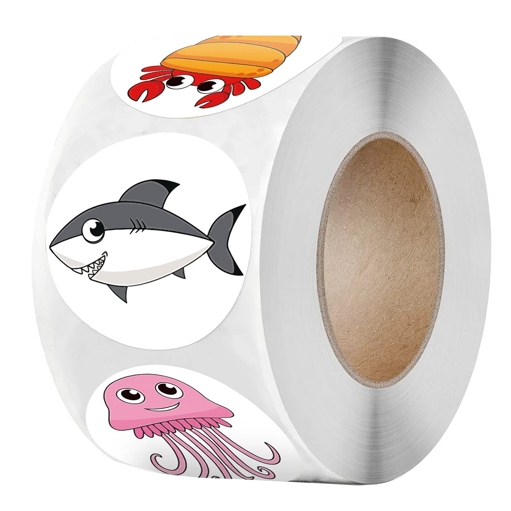 

500pcs/roll Dinosaur Animals Sticker for School Teacher Supplies Cute Decor for Kids Child Toys Stationery 1.5 Inch Stickers