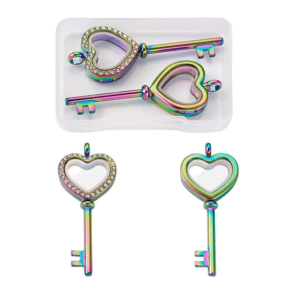 

Подвеска «поднос» для изготовления ювелирных изделий, 1 коробка, разные цвета, плавающий медальон в форме сердца, Плоская Круглая фоторамка ...