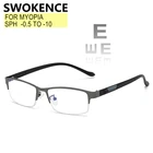 SWOKENCE близорукие очки для близорукости, очки с диоптриями-0,5 до-10 Для женщин мужчин с плоскими стеклами и половинной рамкой оптика диоптрий Анти Blue Ray фотохромные F079