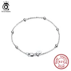 Браслет-цепочка ORSA JEWELS из серебра 925 пробы, 1,0 мм, с шариковыми бусинами 2,0 мм, длина 16,5-20 см, SB67