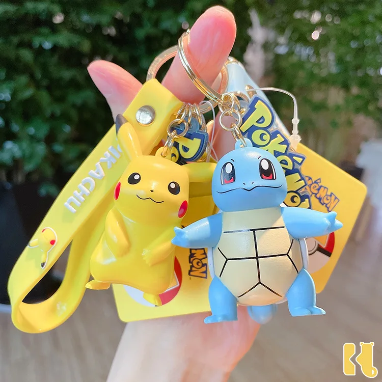 

Bandai Genuine Pokemon Action Figure Pikachu Keychain Cute Anime Cartoon Decorations Model Toys Doll Childer Girl Gift Keyring