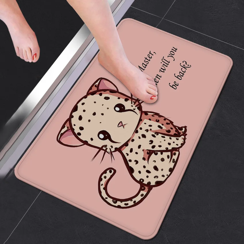 Cartoon Cats Welcome Floor Mats Watercolor Cat Printed Bathroom Carpets Doormats Bedroom Mat Tea Table Rubber No-slip Tapete Rug | Дом и сад