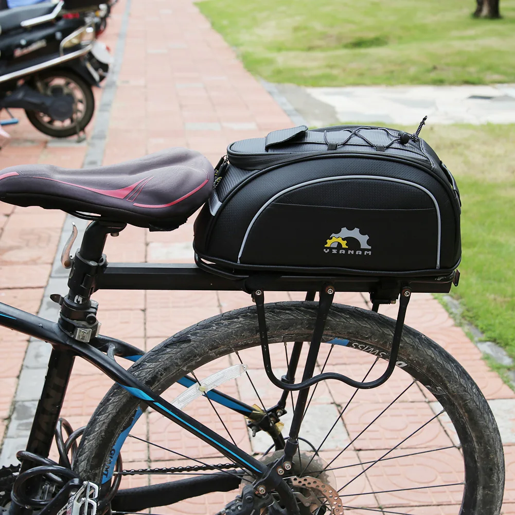 MTB Bike Reflective Rear Tail Rack Pannier Carbon Fiber Waterproof Bicycle Bags Portable Dustproof Cycling Accessories