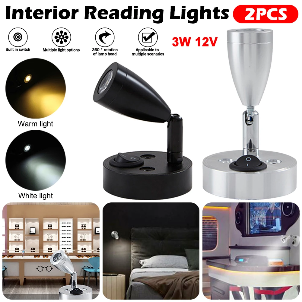 

2Pcs LED Wall Spotlight 3W 3000K/6000K Multi Purpose Wall Lamp 180Â° Adjustable Ceiling Downlight Indoor
