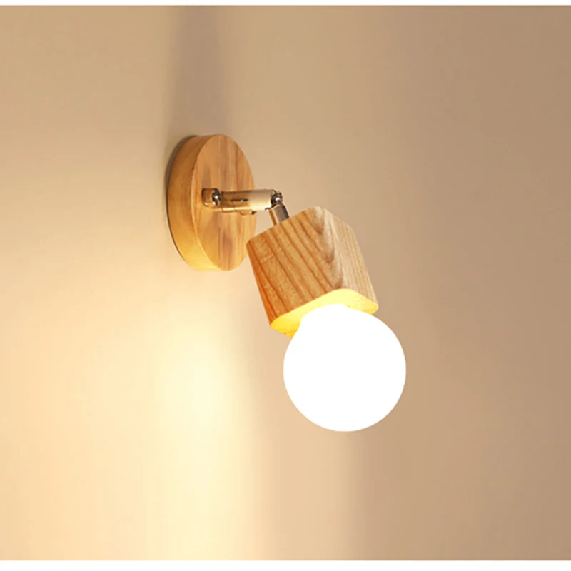 Современный настенный светильник деревянный светодиодный зеркальный передний