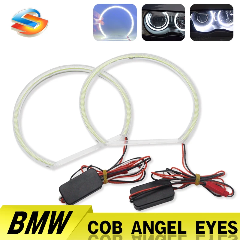 

2PCS LED Angel Eyes Light Halo Rings Headlights for BMW E30 E32 E380 E46 E90 Bright White 131MM 146MM Semicircle Lamps DRL 9-36V