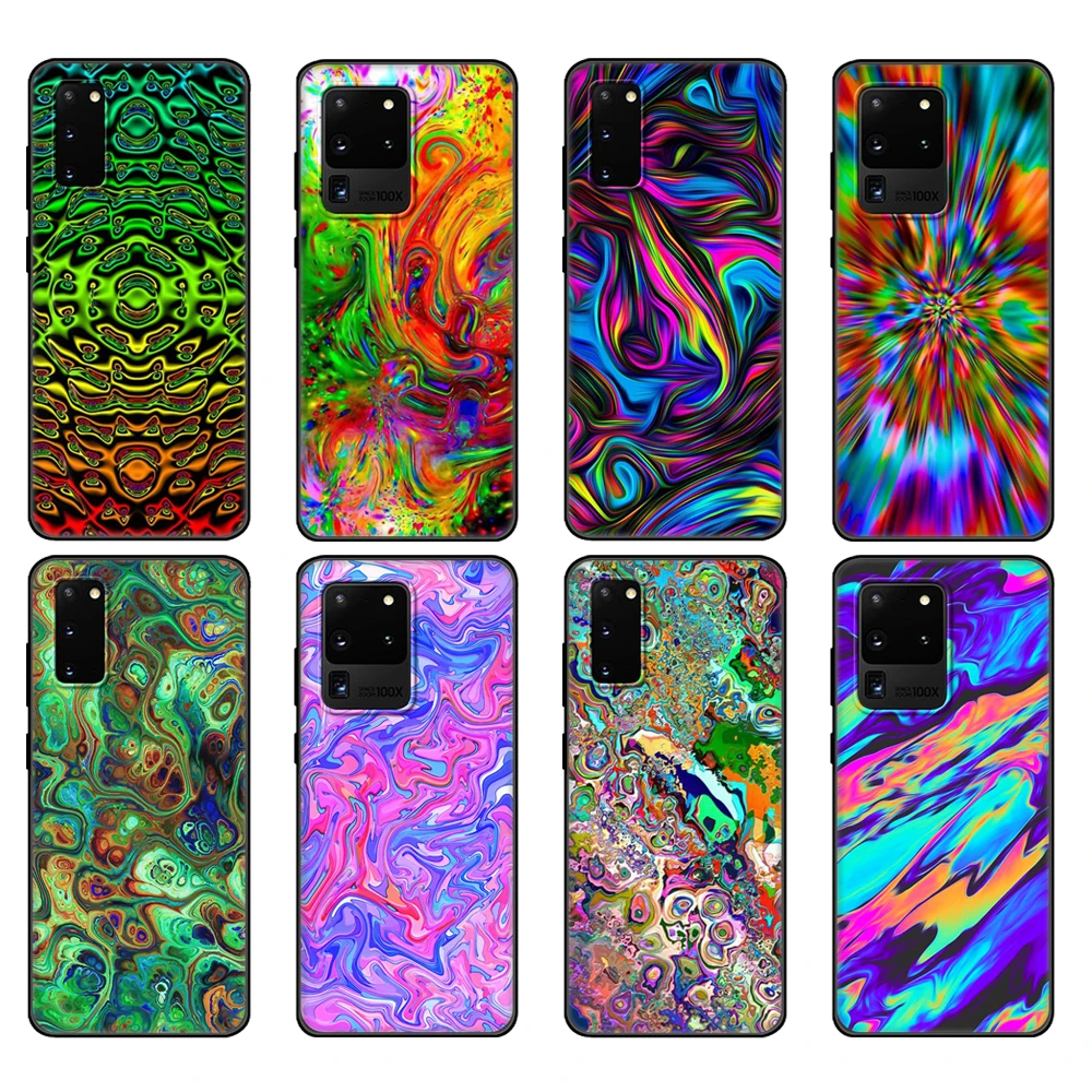 Черный чехол из ТПУ для Samsung galaxy S20 /S20 PLUS/S20 ultra/S20 + /S20FE, задняя крышка, психоделический Триппи абстрактный арт