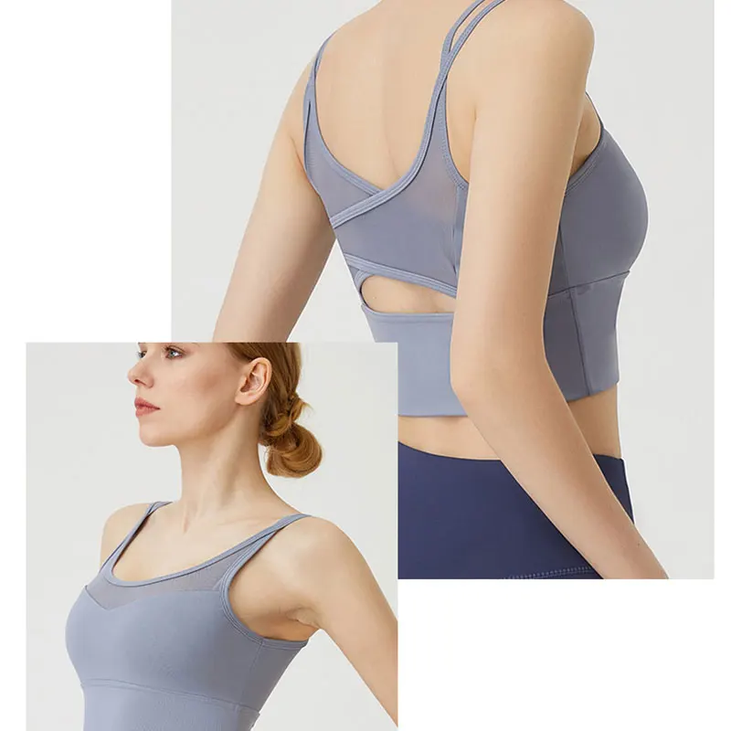 

Hot Spaghetti Strap Tank Camisole Top Crop Tank Top for Sports Yoga Sleeping Mesh Bra DO2