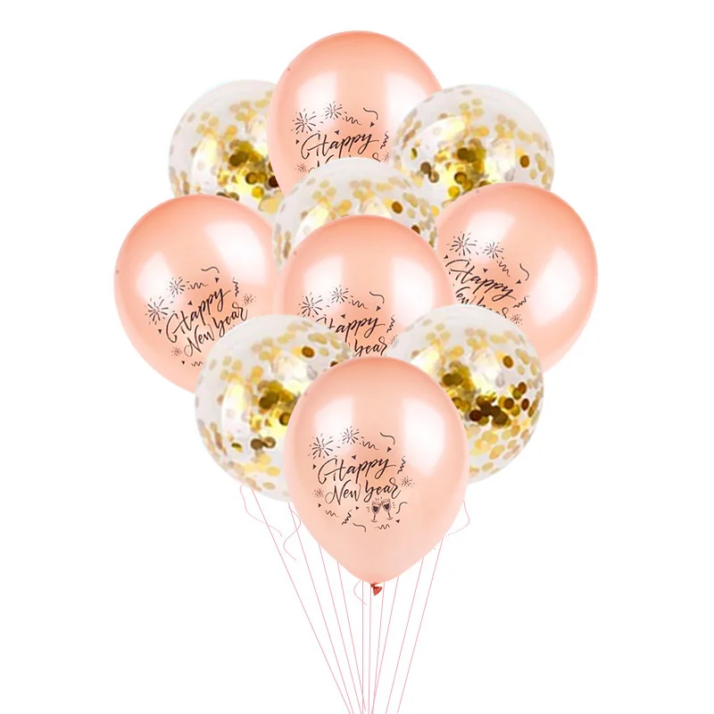 10pcs balloon Новинка года, украшение для фото, рамка, реквизит, воздушные шары, золотой черный баннер, гирлянда, Navidad, новогодние вечерние принадлежности - Цвет: 10pcs balloon