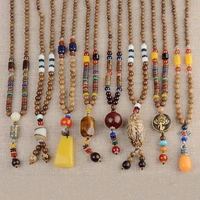 1pc string beads wood sweater chain party jewelry pendant necklace long necklace unisex bohemian retro