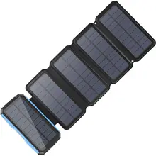 Solar Charger 26800mAh  5 Panels 7.5W High Efficiency  With Ultra Bright 60-LED Panel Light and Flashlight PD Portable Power Ban