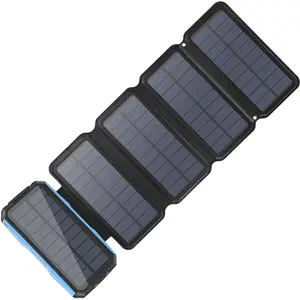 solar charger 26800mah 5 panels 7 5w high efficiency with ultra bright 60 led panel light and flashlight pd portable power ban free global shipping