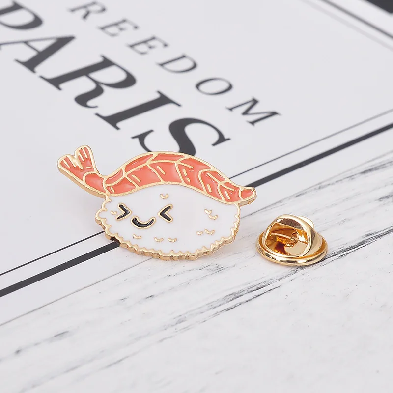 7 Style Collection Enamel Pins Brooches for Women Backpack Clothes Lapel Pin Sushi Salmon Brooch Badges Creative Cartoon Jewelry - Окраска металла: style 5