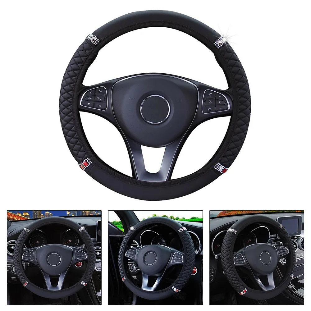 

15\\'\\'/37-38cm Steering Wheel Cover Accessories Black Car Replacement SUV