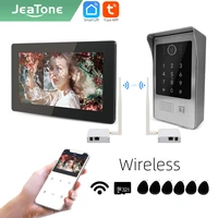 jeatone tuya smart 7 inch wifi ip video intercom phone doorbell camera system with wireless wifi bridge box87217 black