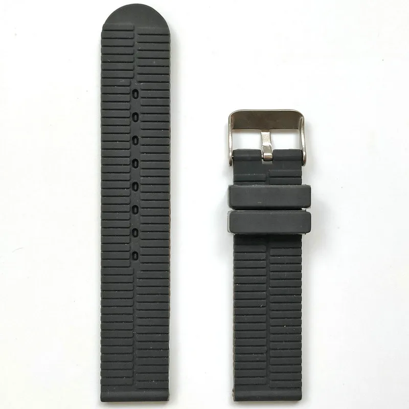 

20mm Racing Sports Style Silicone Rubber Watch Band Replacement Strap Tire Track Soft Black Bracelet