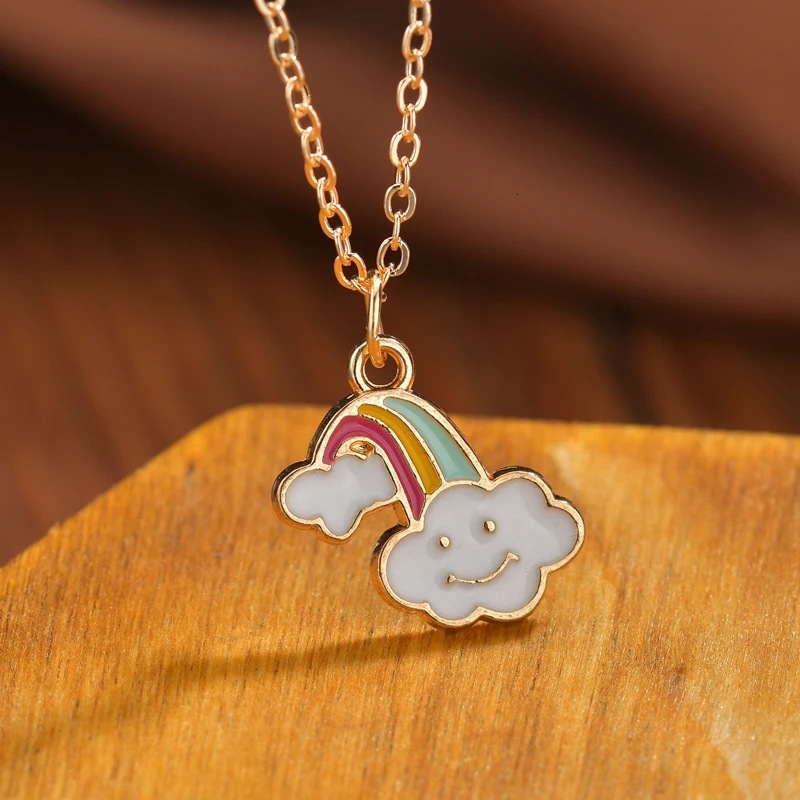 Милое Радужное ожерелье для женщин черное белое облако красочные ожерелья