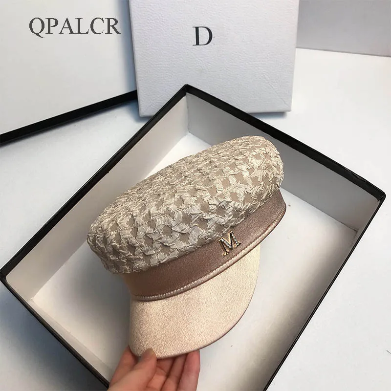 

QPALCR 2020 Осенняя модная шапка для женщин, военные шапки, уличные дорожные повседневные береты, кепки с плоским верхом, кепки, белые, хаки, черны...