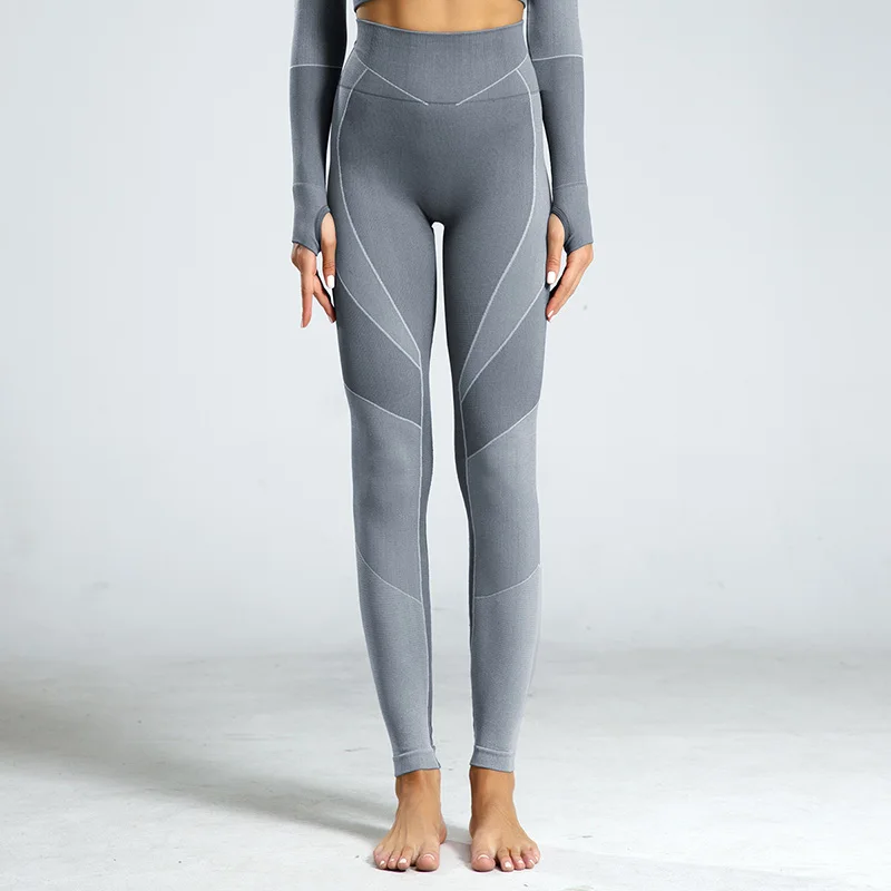 

Kaminsky Women Fitness Sporting Two Pieces Set Seamless Top Leggings Striped Slim Workout Sets Female 2020 Fashion Tracksuit