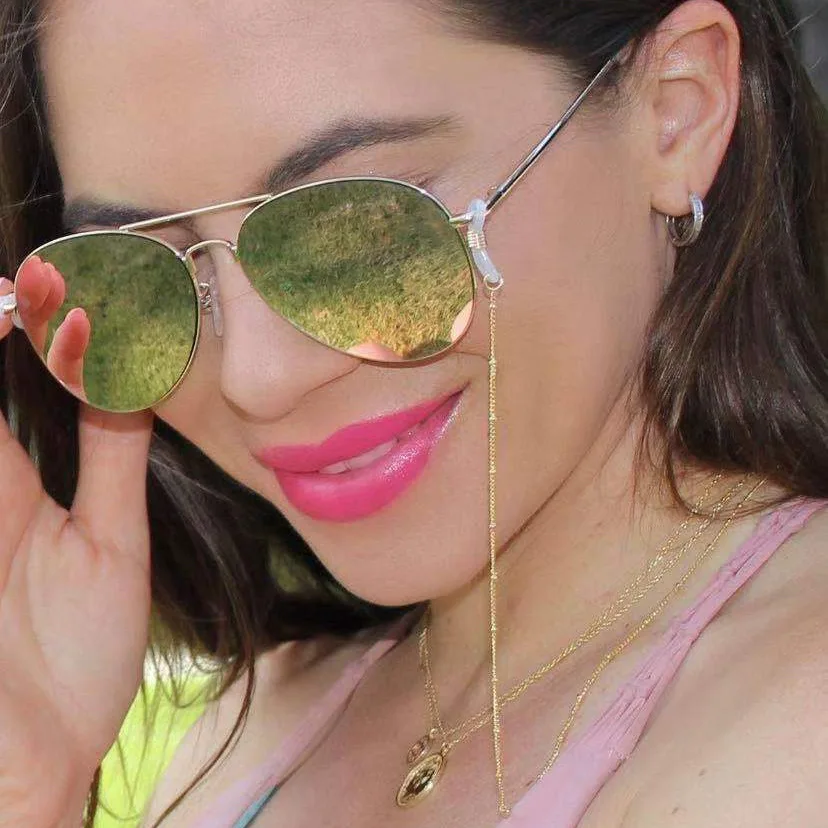 Простая золотая бусина клипса цепочка для очков Шея висящая анти капля