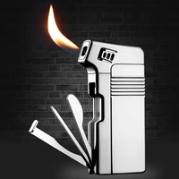 new retro inflatable lighter multifunctional metal oblique fire pipe butane lighters cigar accessories mens gadgets