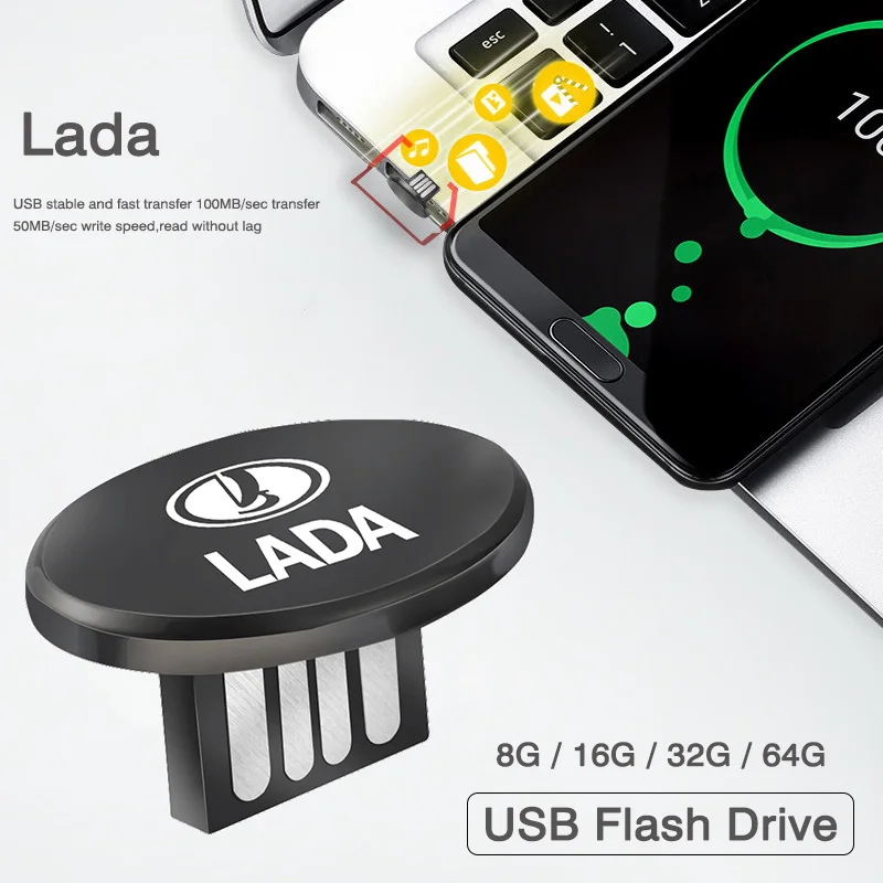 Автомобильный Металлический мини-флеш-накопитель OTG 2 0 USB с логотипом на заказ 8 16