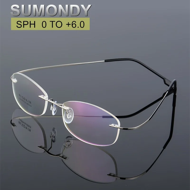 Очки для чтения без оправы SUMONDY SPH от 0 до + 6 мужские и женские очки из титанового
