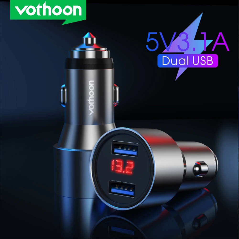 Vothoon 3.1A зарядное устройство для автомобиля с двумя портами USB цифровой