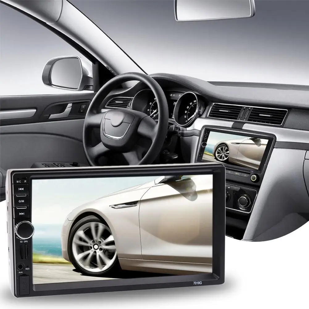 

7in 2 Din Car MP5 Player Bluetooth Audio Radio Stereo GPS Navigation GPS Coche USB 2.0 with Rear View Camera European Map