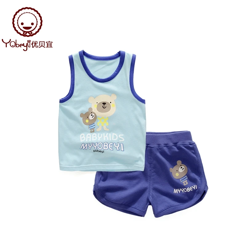 Yobeyi Children's vest and shorts two-piece baby summer suit for boys and girls