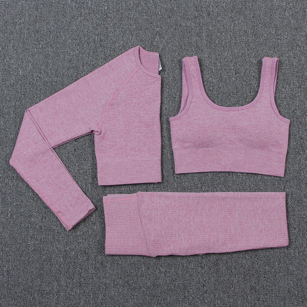 Бесшовный комплект для йоги спортивный бюстгальтер штаны из 2/3 предметов женская