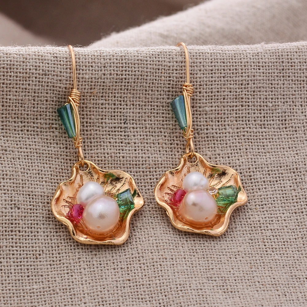 Ручной работы 14K покрыто золотом натуральный пресноводный свадебные туфли с