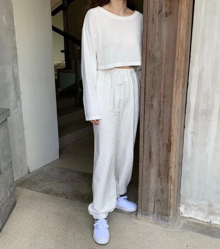 Женские осенние штаны шаровары с высокой талией уличная одежда эластичные брюки