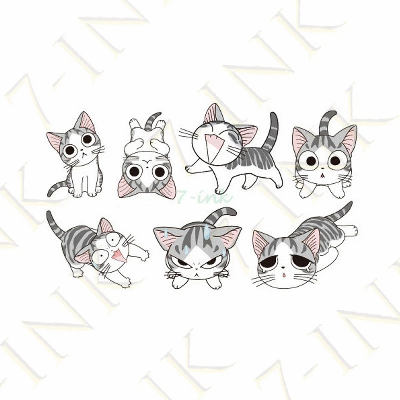 Временные тату наклейки в воде красочные леопардовые Коты милые эмоции боди арт