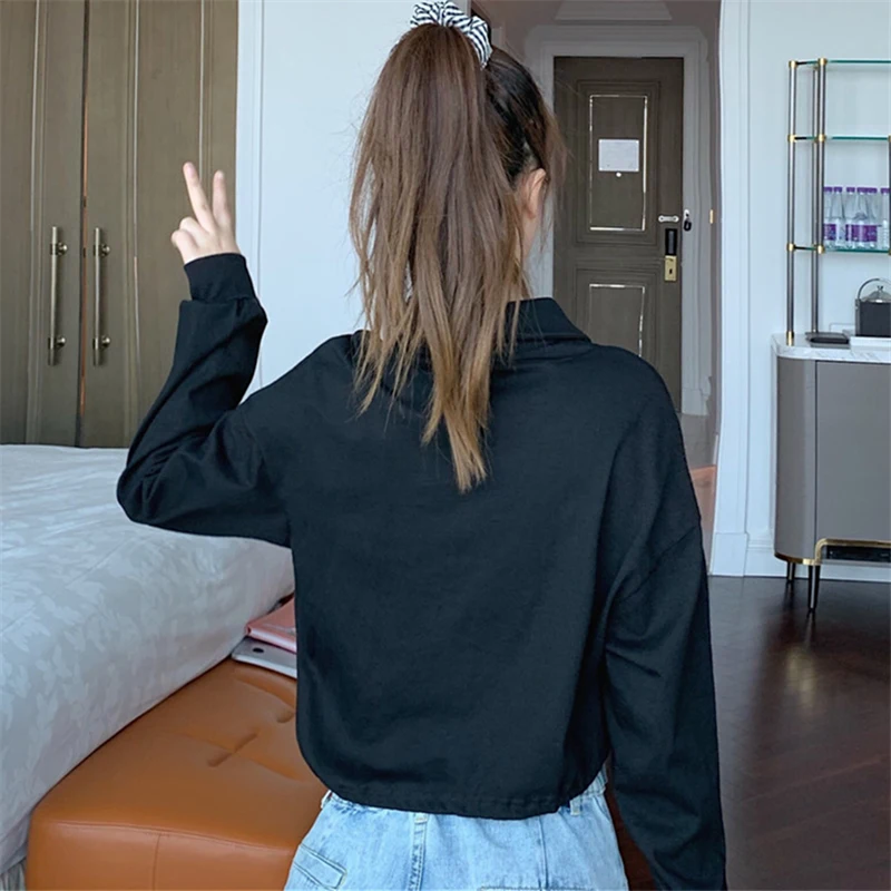 

long sleeve hoodies pullover Drawstring tops vetement femme Harajuku Sweatshirts spring fall Women's Clothing patchwork hooded