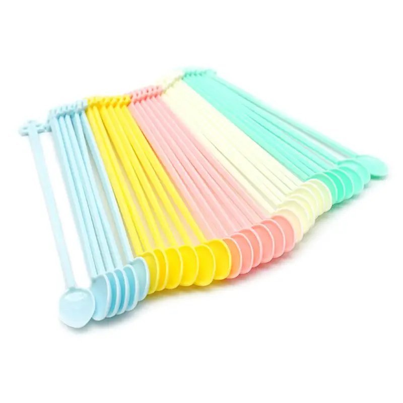 

30Pcs Candy Color Plastic Spoon Long Handle Coffee Tea Ice Cream Milk Sauce Glue Stirring Tableware Home DIY Household