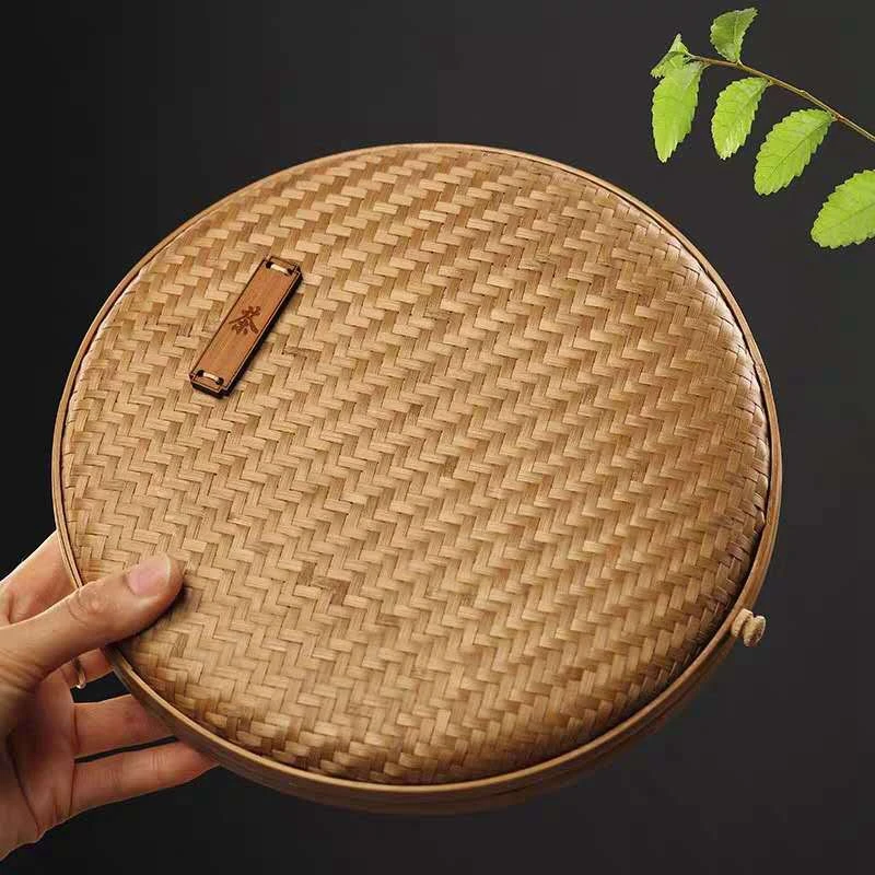 

Tea Storage Basket Handmade Bamboo Pu 'Er Tea Storage Basket Box Chinese Style Gift Box Living Room Furniture Decoration