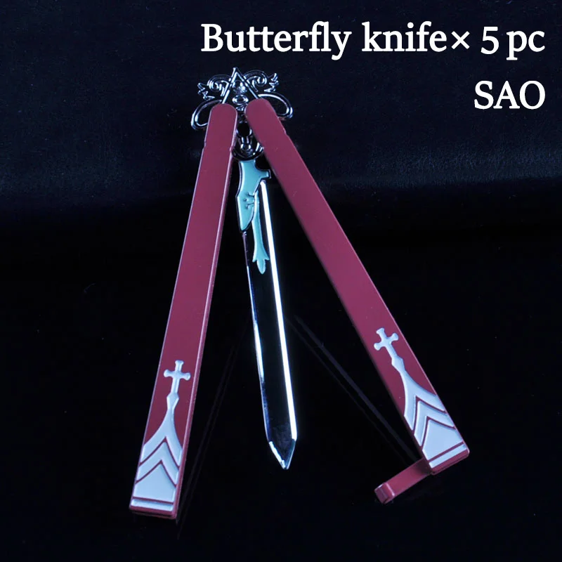 

Hysenss Sword Art Online Anime Model Training Butterfly Knife Karambit Carambit Folding Knifes No Edge Practice Tools Jackknif