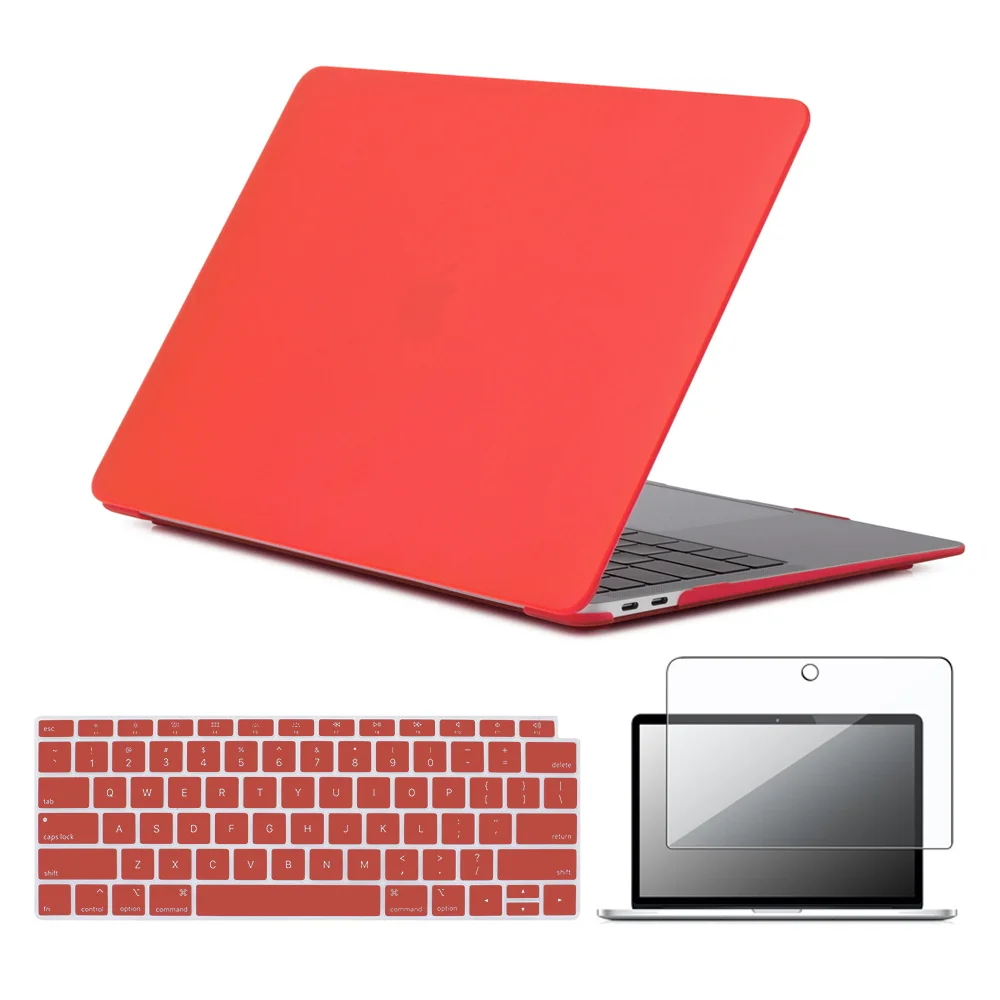 

Прорезиненный Матовый Красный Жесткий Чехол для Apple Macbook Air 11/Air 13/Pro 13/Pro 15 + крышка для клавиатуры США + защита экрана