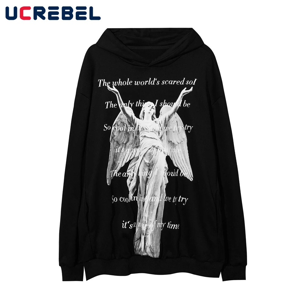 

Statue Print Sweatshirts Mens High Street Autumn Long Sleeve Hoodies Streetwear Casual Loose Pullover Men
