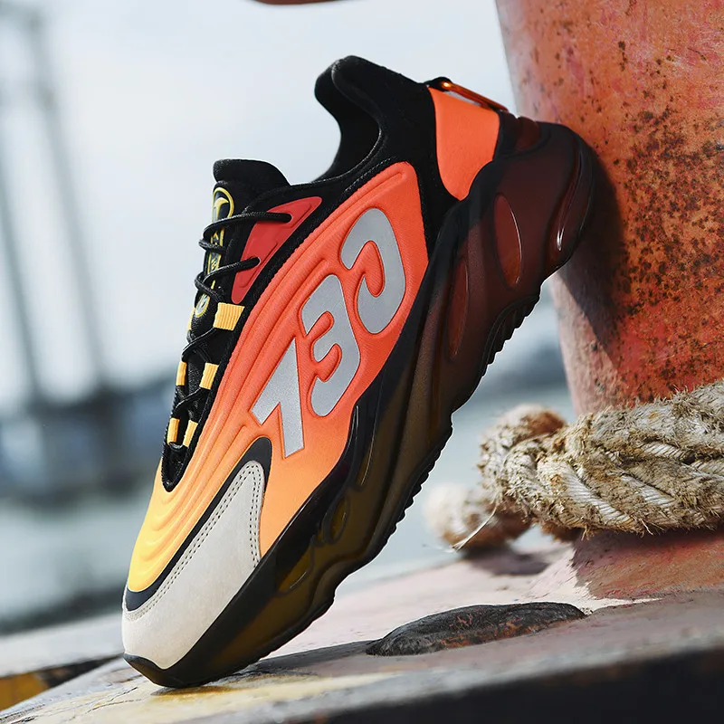 

Fashion Male Sport Shoes New Arrival Comfortable Casual Sneakers Wear-Resisting Popcorn Sneakers Lace Up Mens Walking Shoes