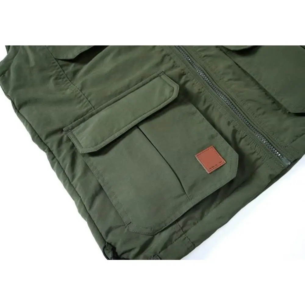 Зимний мужской флисовый теплый жилет с множеством карманов осенний повседневный