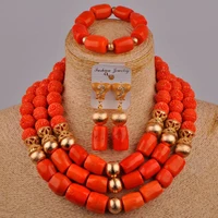 nigerian orange coral beads african wedding coral set dubai gold bridal jewelry sets c 49 b4