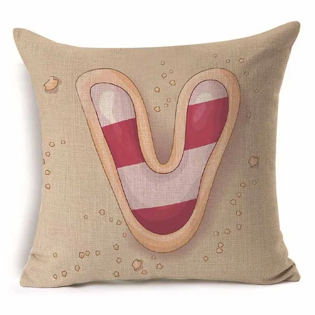 

1-letter Patterned Cotton Linen Cover Pad for Home and Hotel Decoration Cushion Covers, Soft and Comfortable Unique 45x45cm.