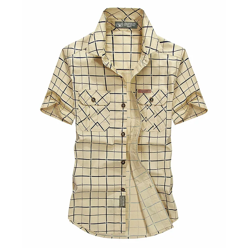Летняя мужская рубашка размера плюс 5XL Повседневная Свободная в стиле милитари
