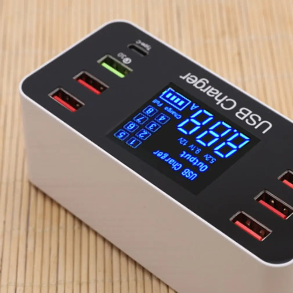 8 портов мульти быстрое USB зарядное устройство Быстрая зарядка 3,0 несколько USB зарядная станция для телефона универсальное usb-хаб зарядное устройство QC 3,0 светодиодный дисплей